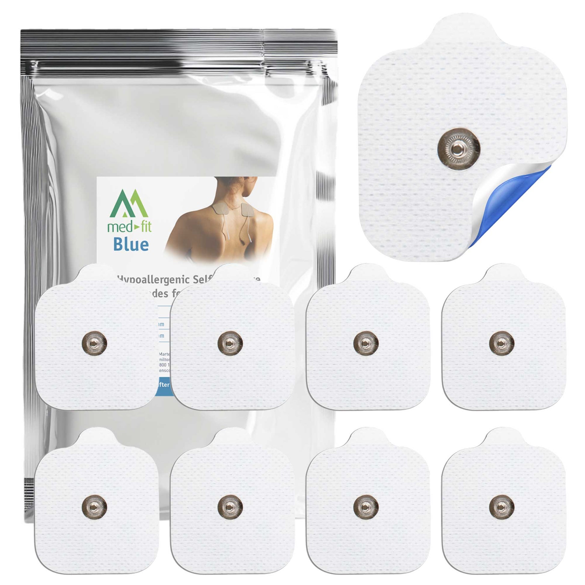 Blue Sensitive Skin TENS Studs - 5cm x 5cm