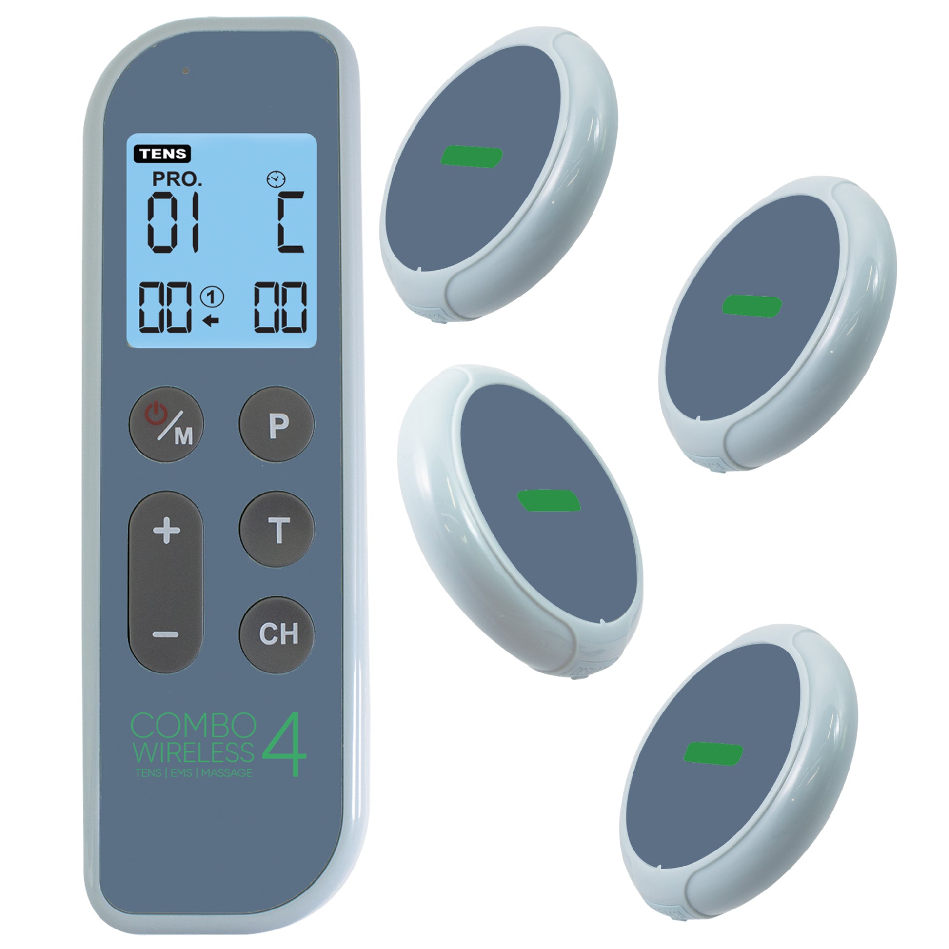 Digital remote control with four wireless on a white background