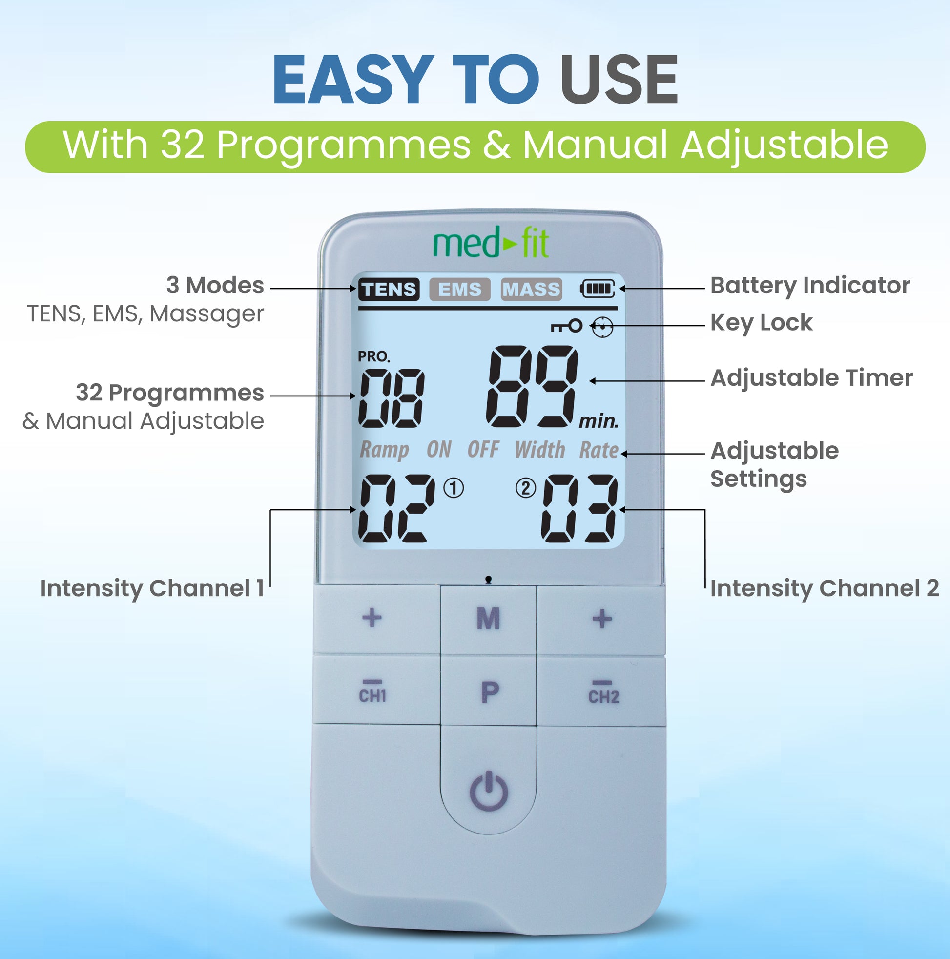 32 programmes and manual adjustments